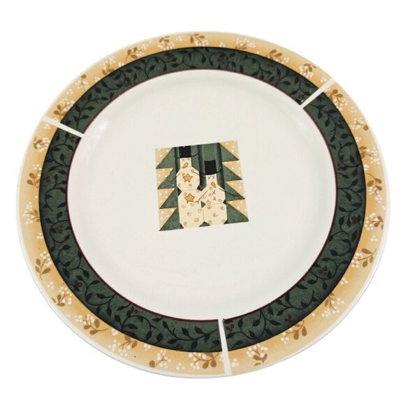 Sakura Majesticware Christmas Patch Stoneware Salad Luncheon Plates – Set of 4 - Picture 4 of 15